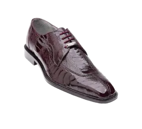 Belvedere Dark Burgundy Men's Lace Up Oxford Shoes Ostrich Legs
