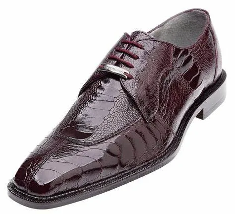 Belvedere Dark Burgundy Men's Lace Up Oxford Shoes Ostrich Legs