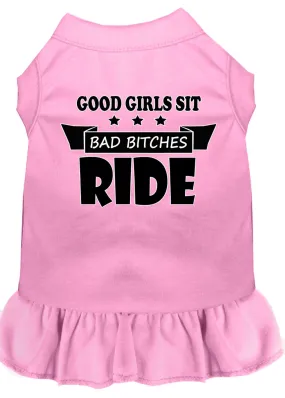 Bitches Ride Screen Print Dog Dress Light Pink Lg (14)