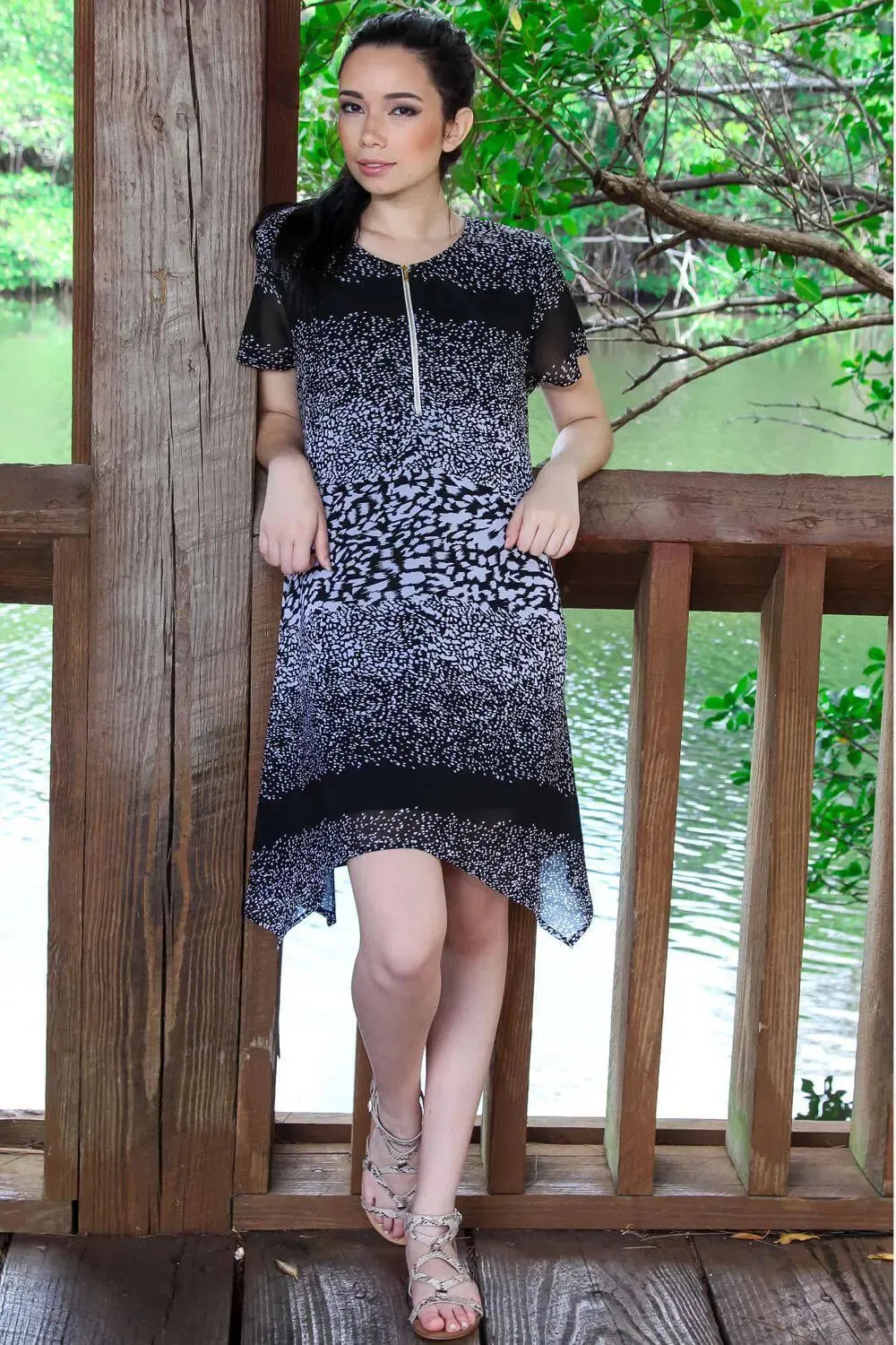 Black and White Animal Print Beach Dresses Wholesale