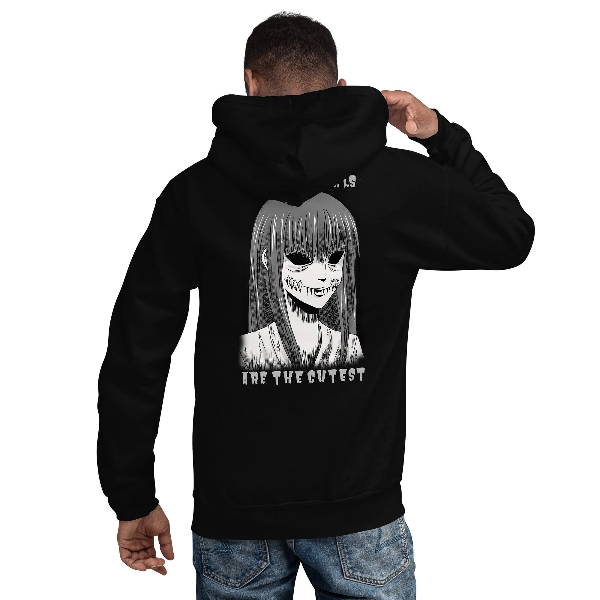 Black Soft Goth Hoodie  / Alternative Hoodie Clothing / Scary Unisex Clothing