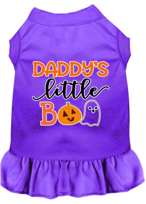 Daddy's Little Boo Screen Print Dog Dress Purple Xl