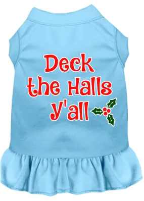 Deck The Halls Y'all Screen Print Dog Dress Baby Blue Xxxl