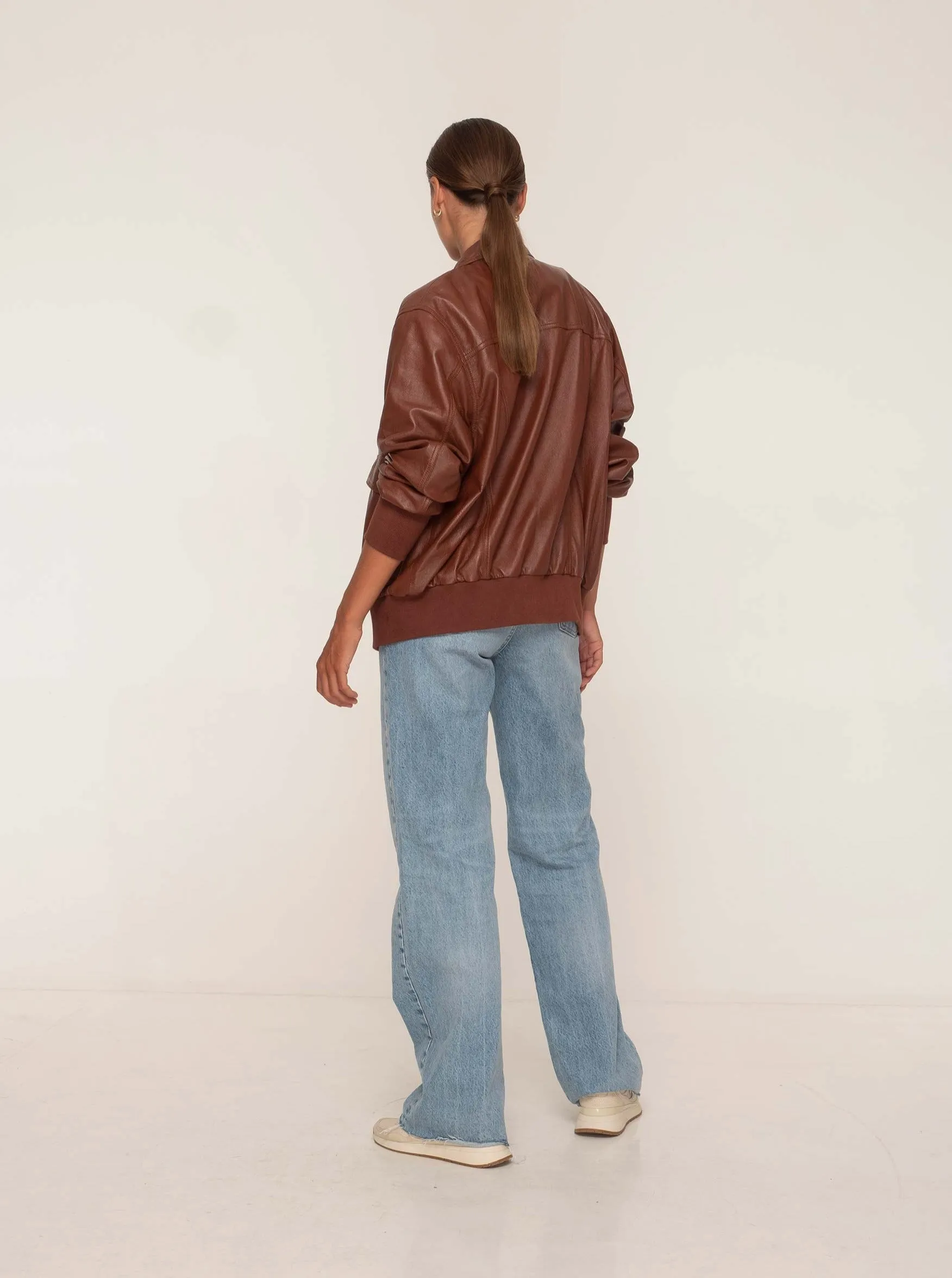 KENNEDY LEATHER AVIATOR JACKET - WHISKEY